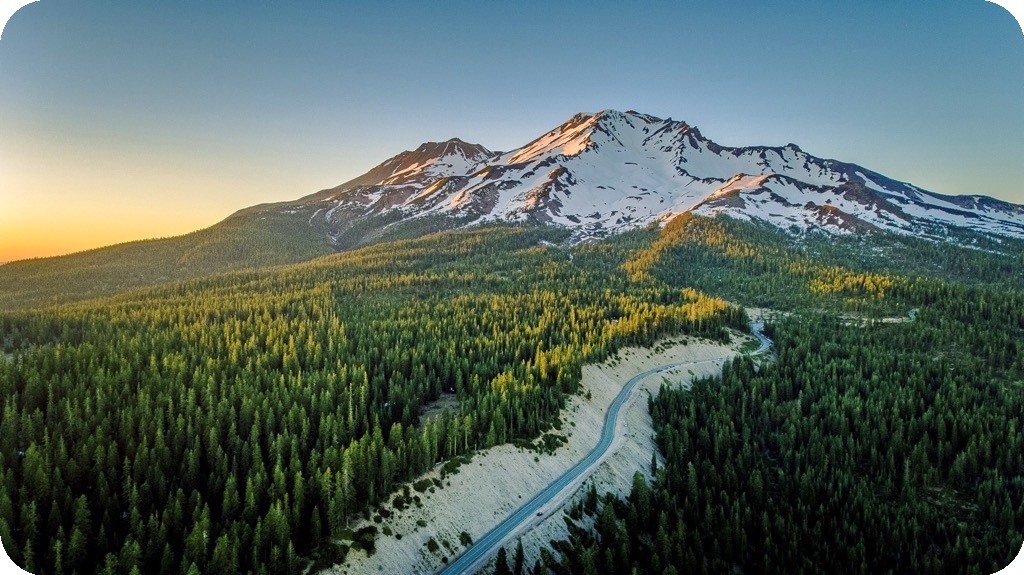 Mountain cabin view with coffee